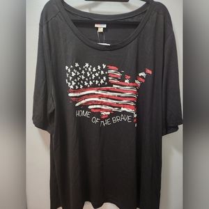 LULAROE Flag USA Boyfriend T-Shirt Plus Size 3XL NWT